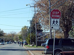Stop sign in Kahnawake